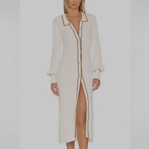 Sancia Amalie Knit Midi Dress in Sandstone balloom sleeves revolve large